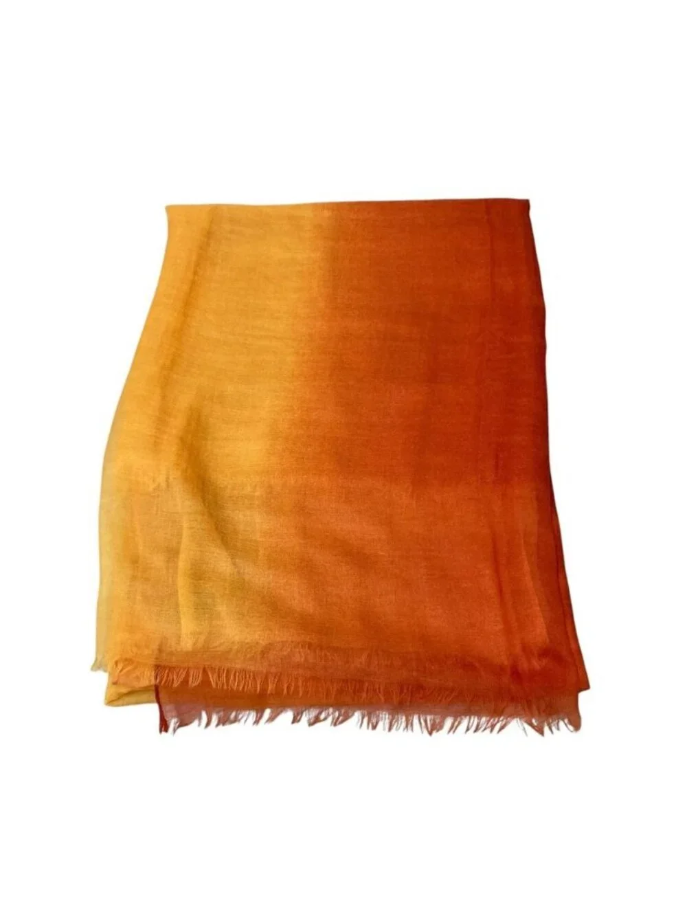 Loro Piana Cashmere 100% Gradation Large Shawl Orange Yellow Scarf